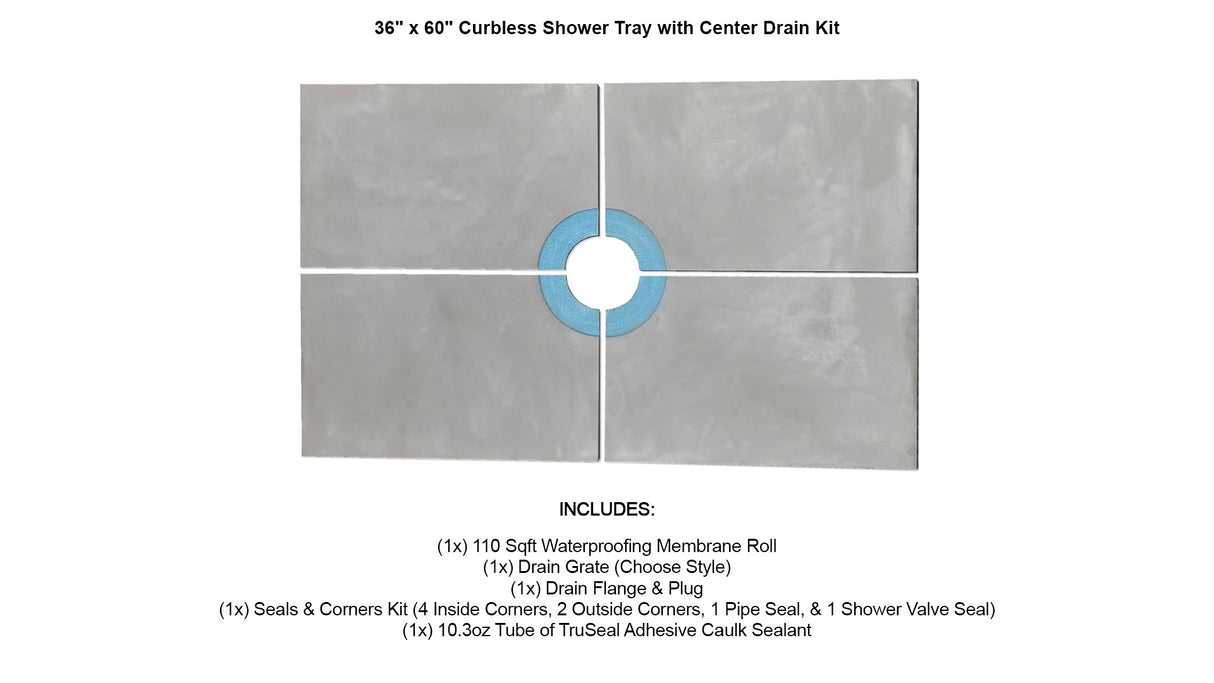 TruGard® Square Drain Shower Kit – Complete Waterproofing & Drainage System