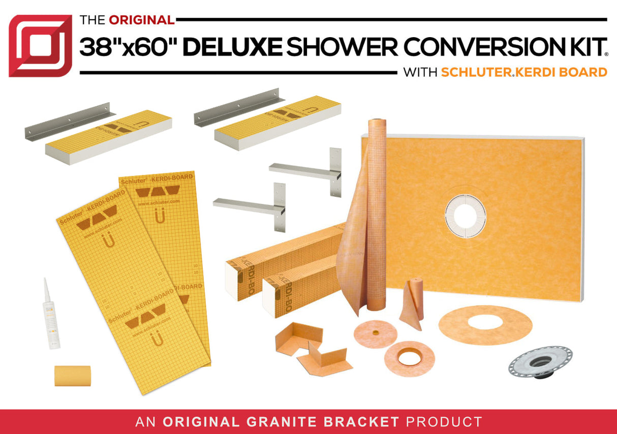 The Original™ Deluxe 38" x 60" Shower Conversion Kit with Orange Waterproof Board