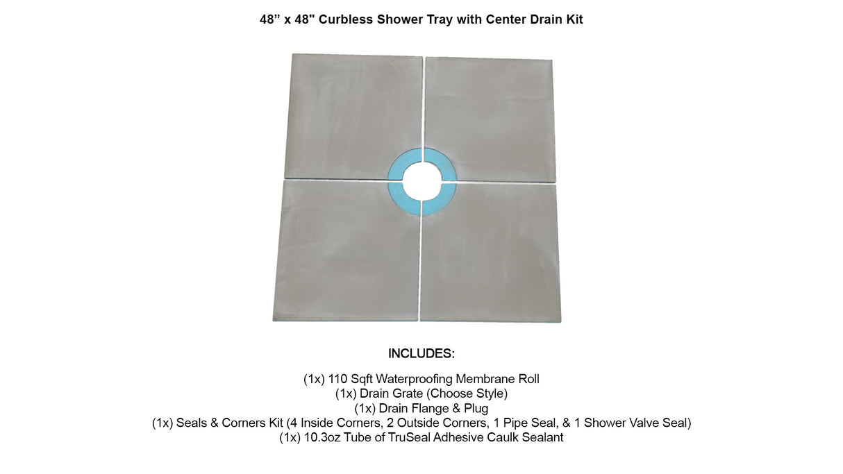 TruGard® Square Drain Shower Kit – Complete Waterproofing & Drainage System