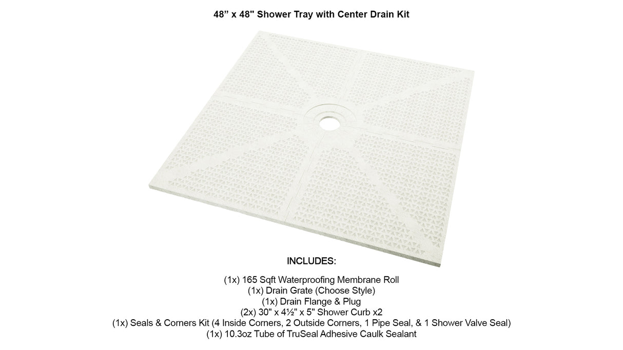 TruGard® Square Drain Shower Kit – Complete Waterproofing & Drainage System