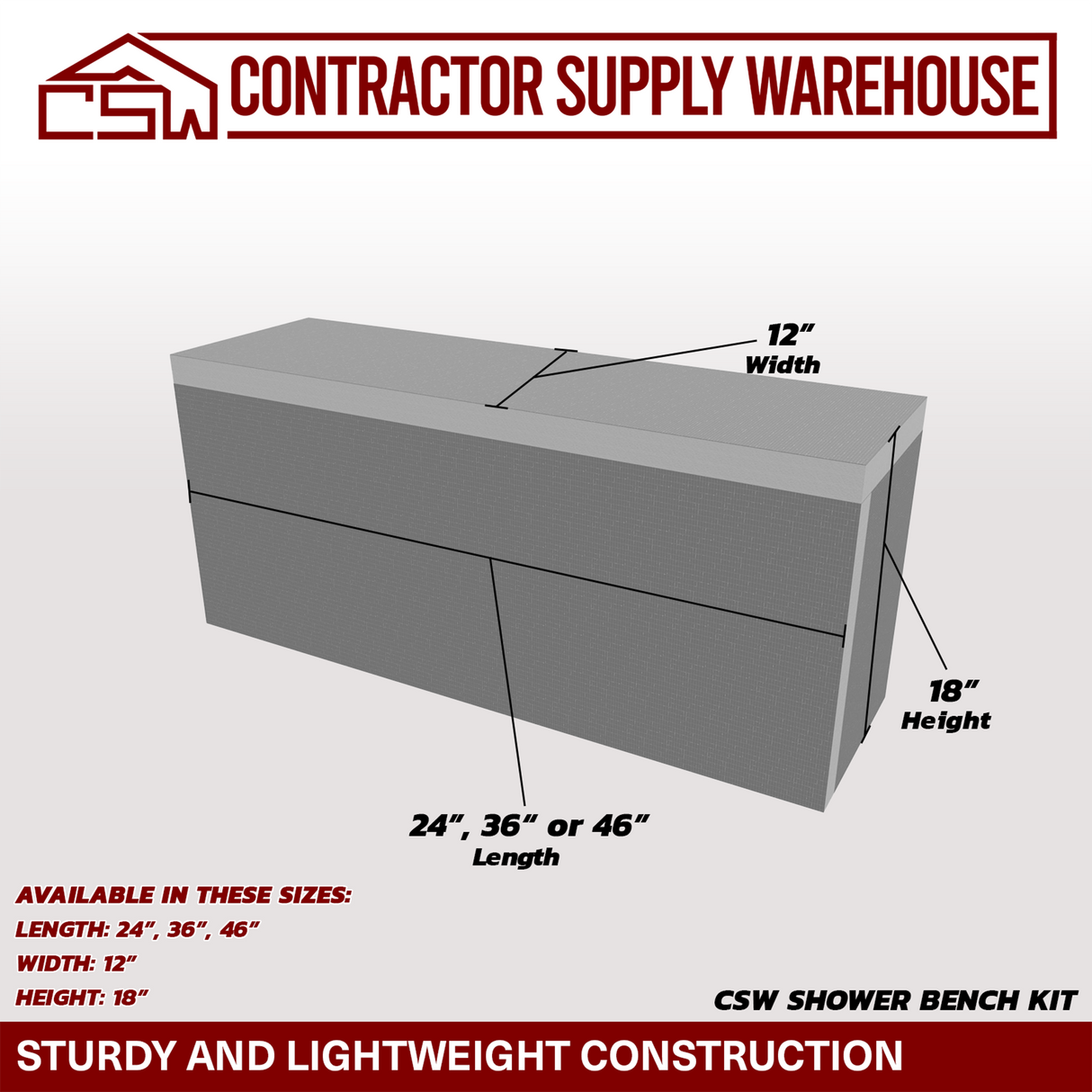 Contractor Supply Warehouse Shower Bench Kit