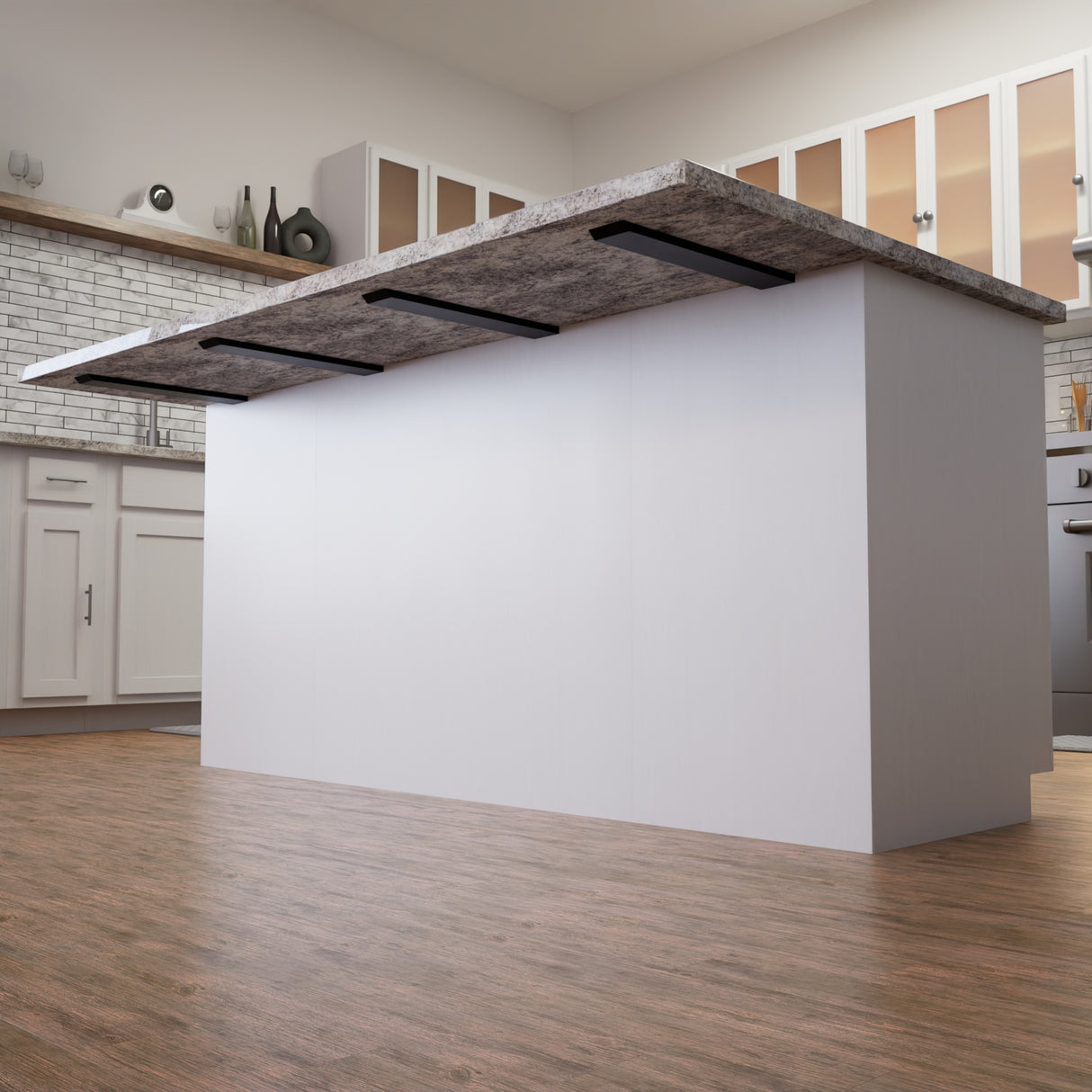 The Original™ Hidden Island Support Bracket in Industrial, Aluminum or American Made Steel