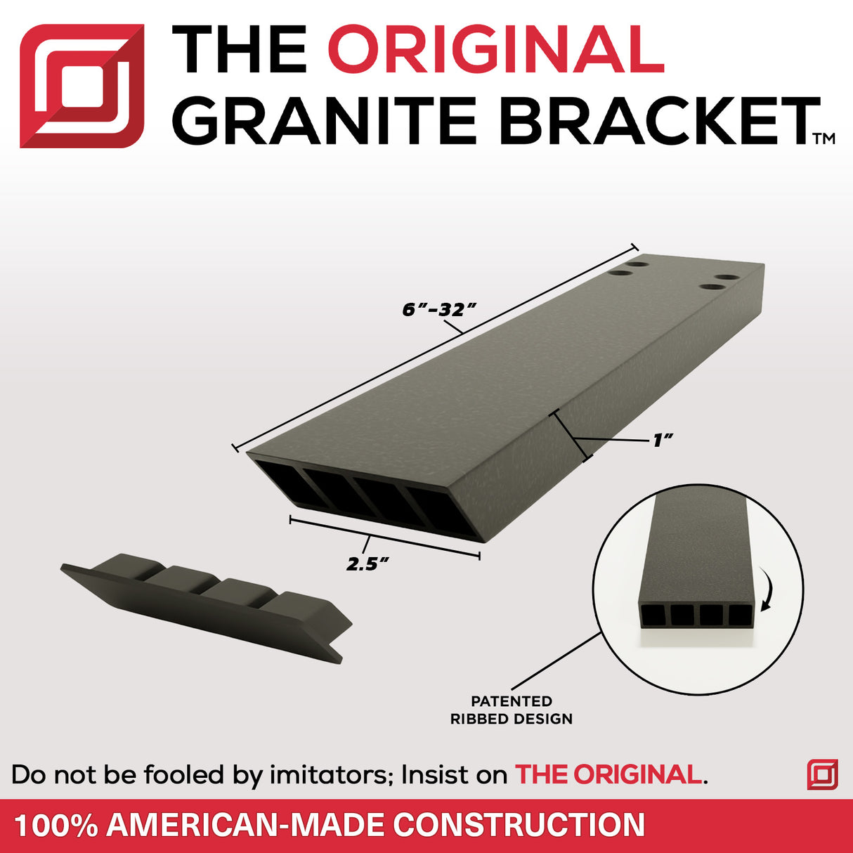 The Original™ Knee Wall Countertop Support Bracket in Industrial, Aluminum or American Made Steel