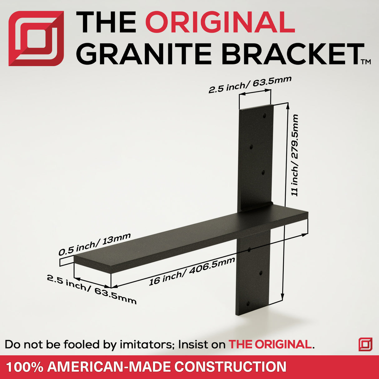 The Original™ Free Hanging Shelf Bracket in Industrial, Aluminum or American Made Steel
