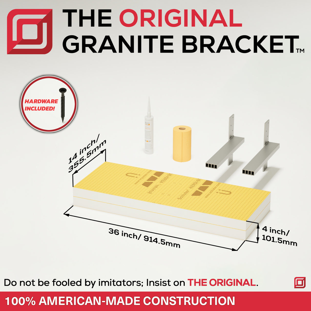 The Original Floating Shower Bench Kit™ with Orange Waterproof Board & Original Shower Bench Bracket®