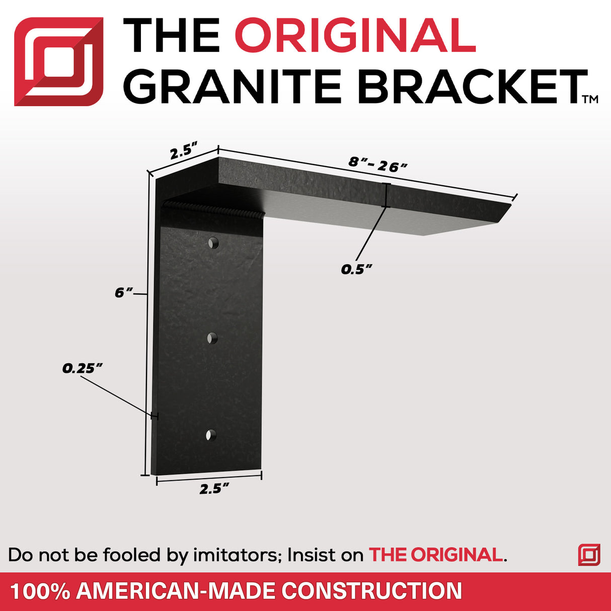 The Original™ Side Wall Free Hanging Shelf Bracket in Industrial, Aluminum or American Made Steel