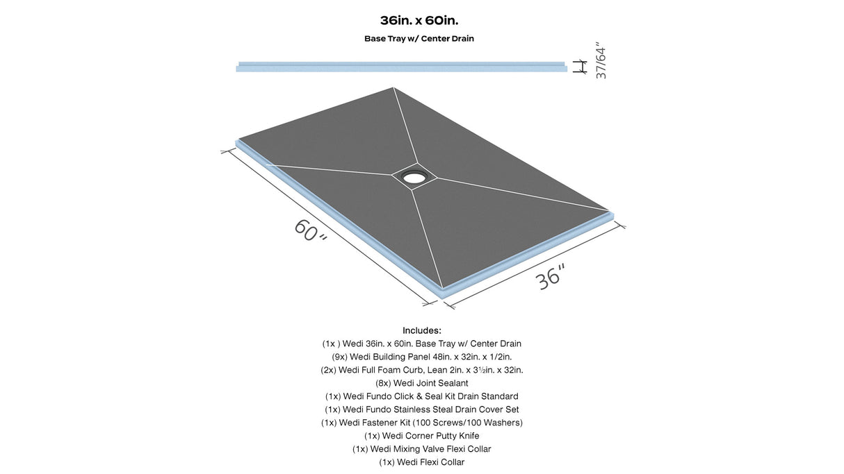 wedi® Curbless Shower Kits - Center Drain