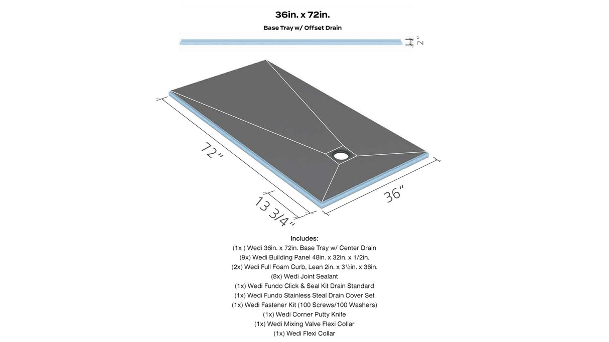 wedi® Shower Kits - Offset Drain - 36" x 72"