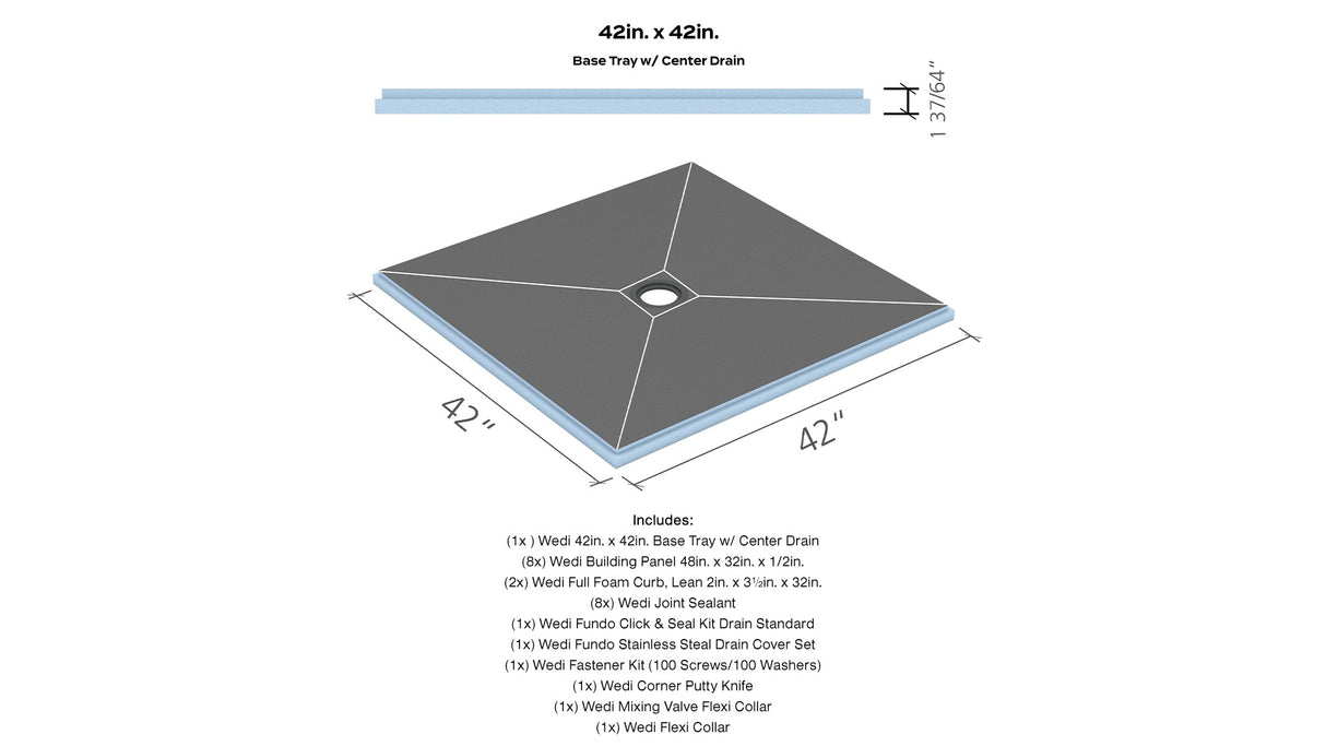 wedi® Curbless Shower Kits - Center Drain