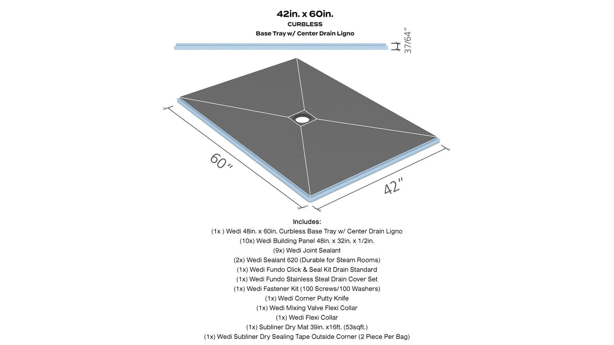 Wedi® Shower Kit - 42in. x 60in. Center Drain - Limited Time Offer