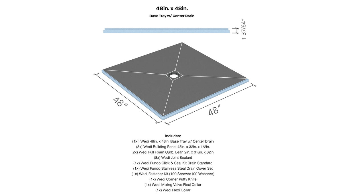 Wedi® Shower Kit - 48in. x 48in. Center Drain - Limited Time Offer