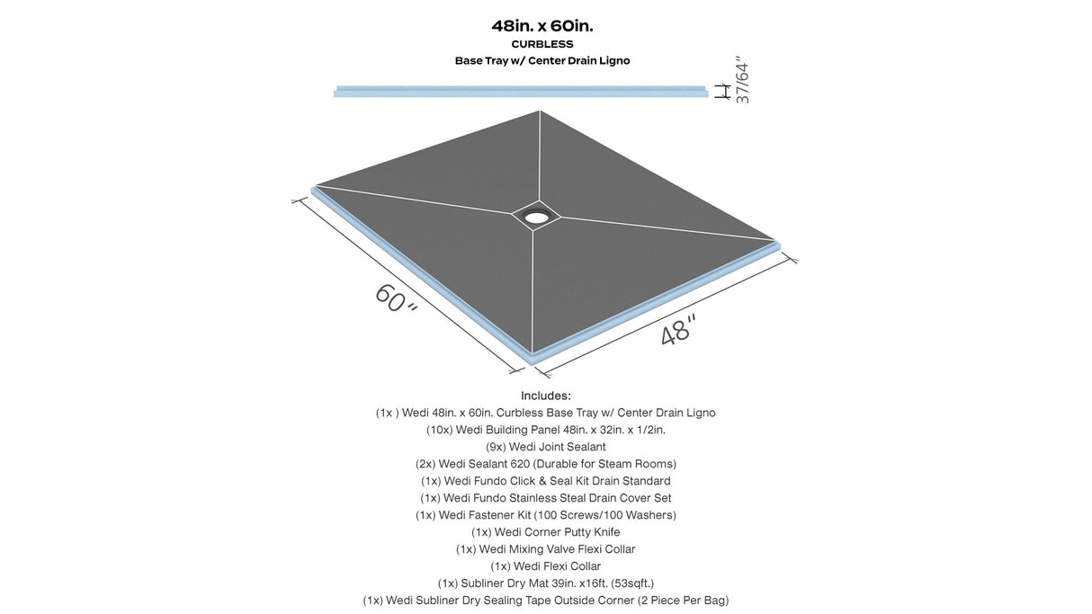 wedi® Curbless Shower Kits - Center Drain