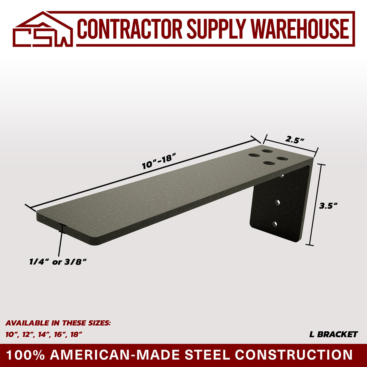 Contractor Supply Warehouse - L Countertop Support Shelf Bracket - Packs