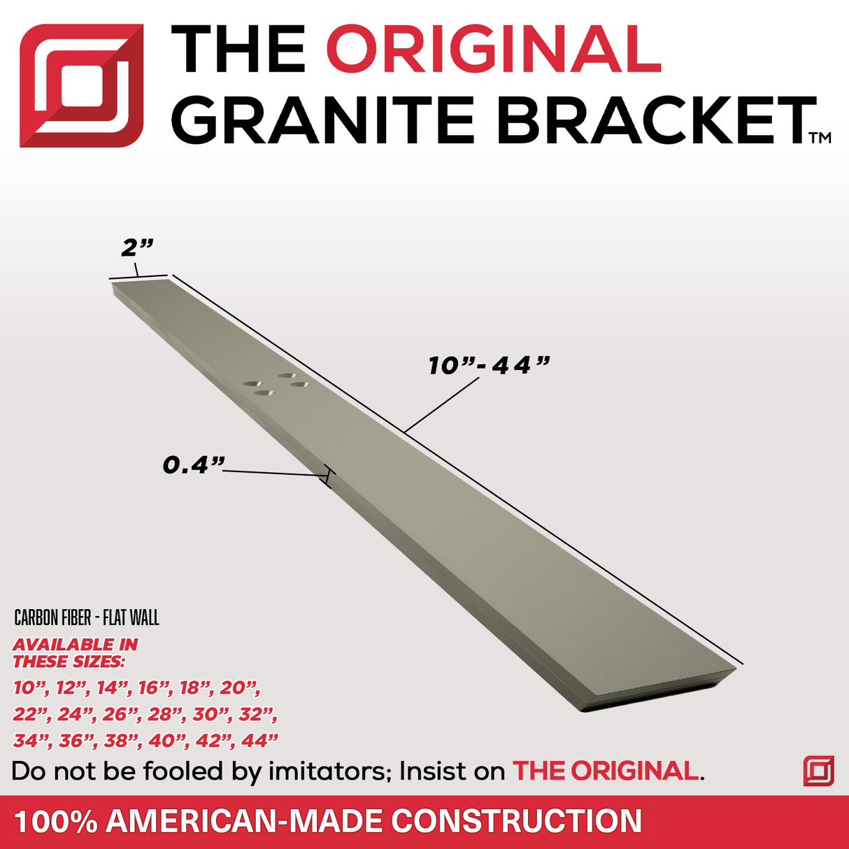 The Original™ Carbon Fiber Flat Wall Countertop Support Bracket with CarbonBar™