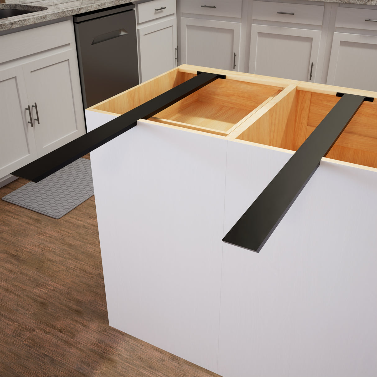 The Original™ Hidden Island Support Bracket in Industrial, Aluminum or American Made Steel