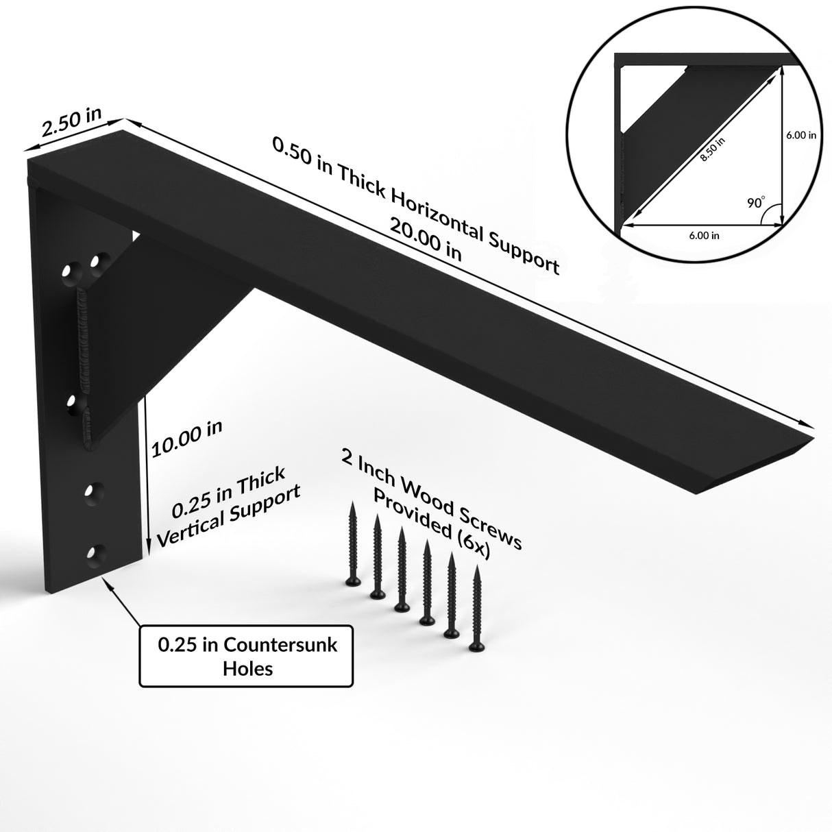 Large Shelf Bracket in Industrial, Aluminum or American Made Steel