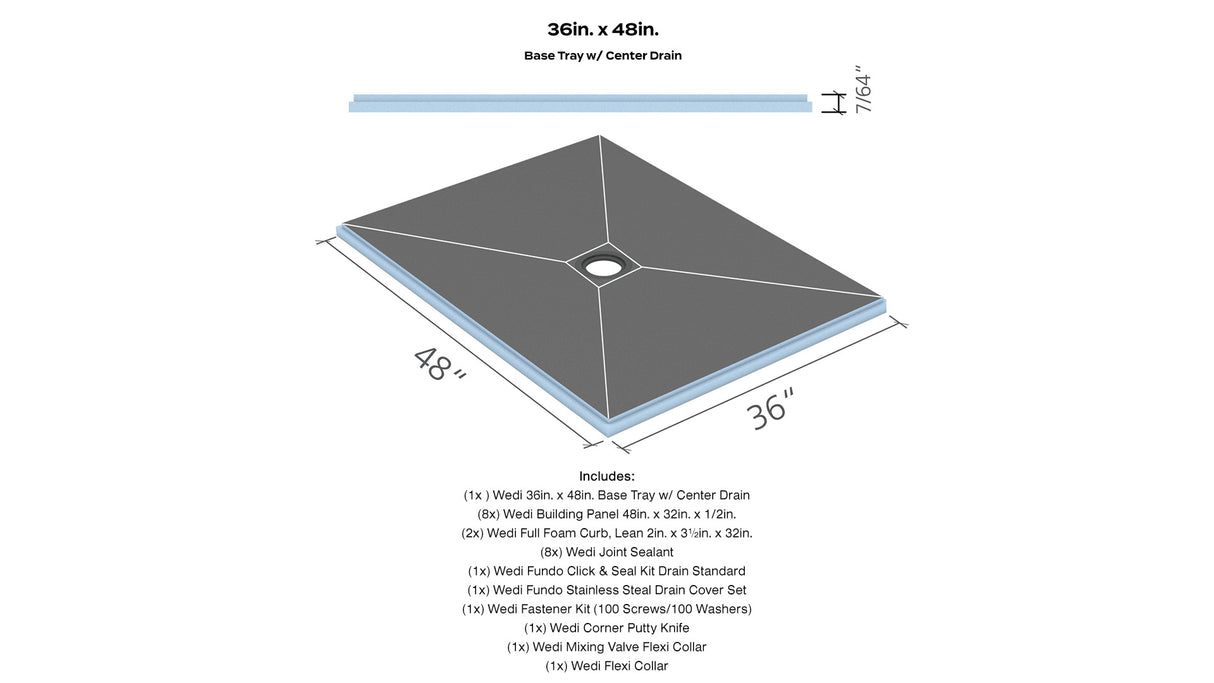 Wedi Shower Kit with Center Drain