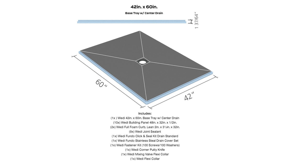 Wedi Shower Kit with Center Drain