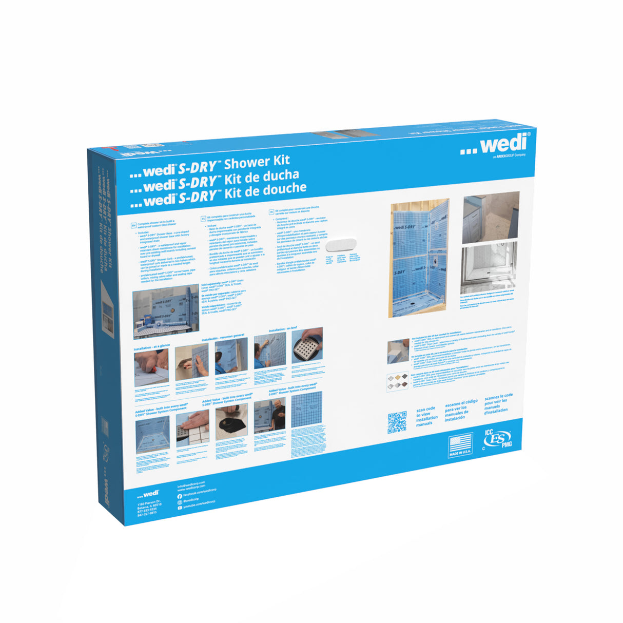 wedi S-Dry Shower Kit 38 In. x 64 In. – Center & Offset Drain